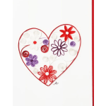 Heart-shaped paper quilling design with colorful flower motifs