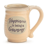 Beige ceramic mug with the words "Happiness is being a Grammy"