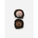 Two assorted chocolate truffles in brown paper cups on a white background