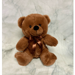 Brown teddy bear with a satin ribbon bow
