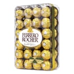 Box of Ferrero Rocher chocolates in gold wrappers