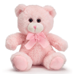 Pink teddy bear with a ribbon bow