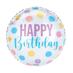 Happy Birthday Pastel Polka-dot Mylar
