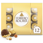 Box of Ferrero Rocher chocolates with one wrapped chocolate in front