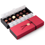 Box of assorted chocolates in a red gift box