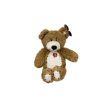Brown teddy bear plush with a small heart accent