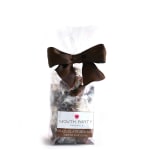 Bag of chocolate sea salt caramels tied with a brown ribbon