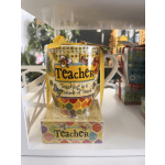 Decorative teacher mug gift set with a yellow ribbon