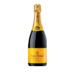 Bottle of Veuve Clicquot champagne with a gold label