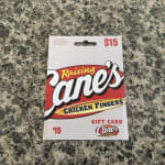 Raising Cane's $15 gift card on a countertop
