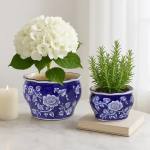 Large Blue and White Planter