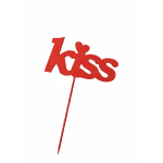 Red "kiss" cake topper on a stick
