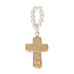 Wooden Beads with Gold Cross