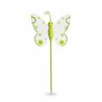 Decorative green butterfly pick with a long stem