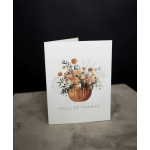 Thank-you card with a watercolor pumpkin floral arrangement