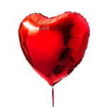 Red heart-shaped foil balloon on a white background