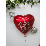 Red heart-shaped balloon with "I Love You" text and arrow accents