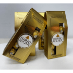 Three Ferrero Rocher chocolate boxes in gold packaging