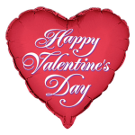 Heart-shaped red balloon with "Happy Valentine's Day" text
