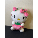 Hello Kitty plush holding pink strawberry plushes