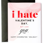 Valentine's Day greeting card with bold red and black text
