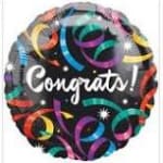 Round balloon with colorful confetti and "Congrats!" text