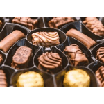 Assorted chocolates in a black gift box