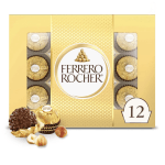Box of Ferrero Rocher chocolates with one chocolate shown in front
