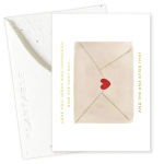 Two greeting cards with envelope designs and a small red heart