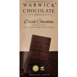 Dark chocolate bar package with Warwick Chocolate Company branding