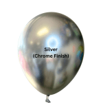 Silver chrome balloon with a tied knot at the bottom