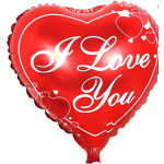 Red heart-shaped balloon with "I Love You" text