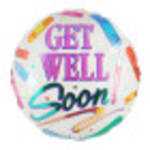 Round balloon with colorful "Get Well Soon" text