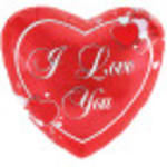 Red heart-shaped balloon with white "I Love You" text