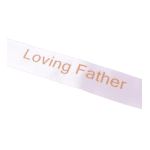White ribbon with the words "Loving Father" in gold text