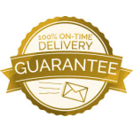 Gold delivery guarantee badge with envelope icon