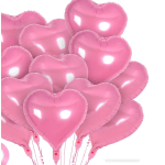 Cluster of pink heart-shaped balloons on a white background