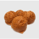 Four brown dessert scoops on a white background