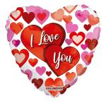 Heart-shaped balloon with "I Love You" text and red-pink hearts