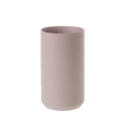 Tall blush pink cylindrical vase on a white background