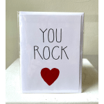 Greeting card with "YOU ROCK" text and a red heart