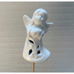 White ceramic angel figurine on a stick
