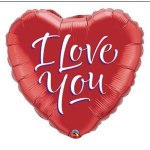 Red heart-shaped balloon with "I Love You" text