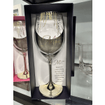 Decorative wine glass gift in a presentation box with gold accents