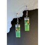#A006 - Leaf Green Stained Glass Earrings