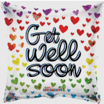 Heart-patterned balloon with "Get Well Soon" text