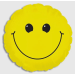 Yellow smiley-face balloon on a white background