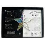 Decorative gift box with a hanging star ornament and printed encouragement text