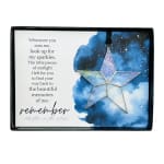 Memorial keepsake box with a star ornament and remembrance text
