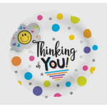 Round balloon with "Thinking of You" text and colorful polka dots